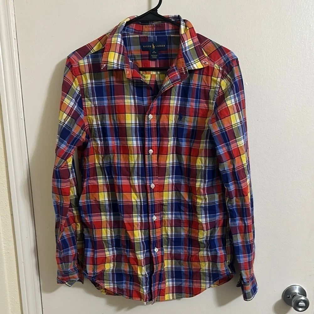 EUC Ralph Lauren Boys Long Sleeve Plaid‎ Button Down Shirt